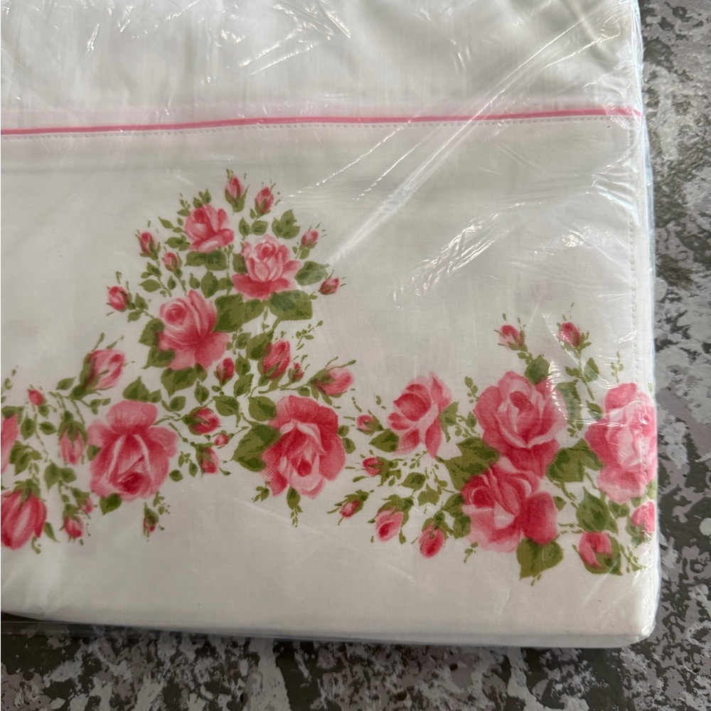 New Cannon Royal Family Vintage 60s-70s Double Flat Sheet Pink Rose Cottagecore - Picture 4 of 5